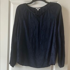 Sonoma Navy Eyelet Blouse